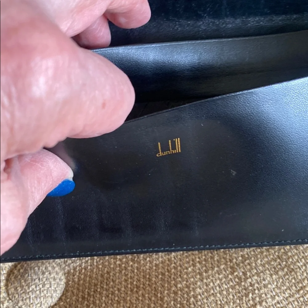 Dunhill Midnight Black Wallet and Checkbook Cover with Gold Details